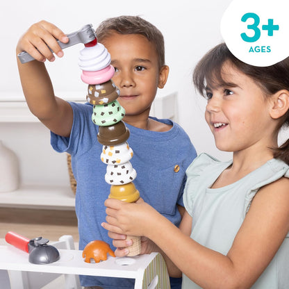 Melissa & Doug Wooden Ice Cream Counter - Pretend Play Store with 28 Accessories for Kids 3+