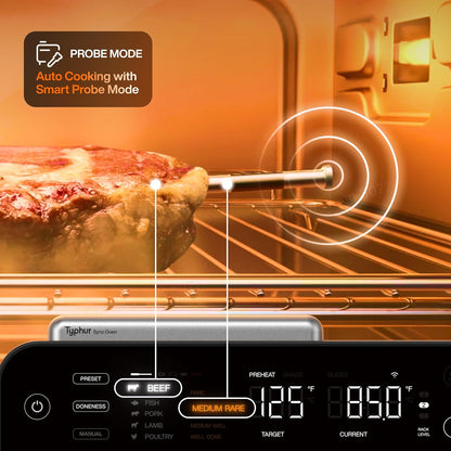 Typhur Sync Oven - 12-in-1 Countertop Air Fryer Toaster Oven Combo with Smart AI Thermometer | Large 27QT Stainless Steel