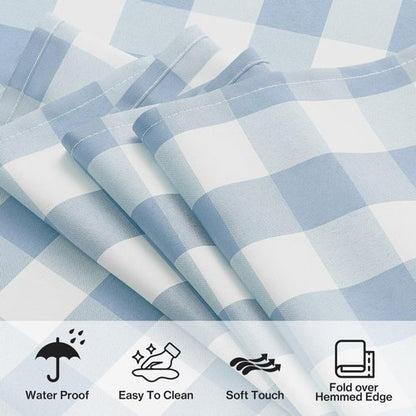 Checkered Tablecloth - Waterproof Gingham Table Cover | Light Blue, 52" x 70" - Wrinkle-Free & Washable for Dining and Outdoor Events