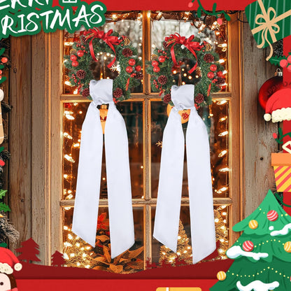 Skiennix 6Pcs White Wreath Sash - Blank Satin Sashes for Embroidery | 3.5" x 58" for Weddings & Holidays