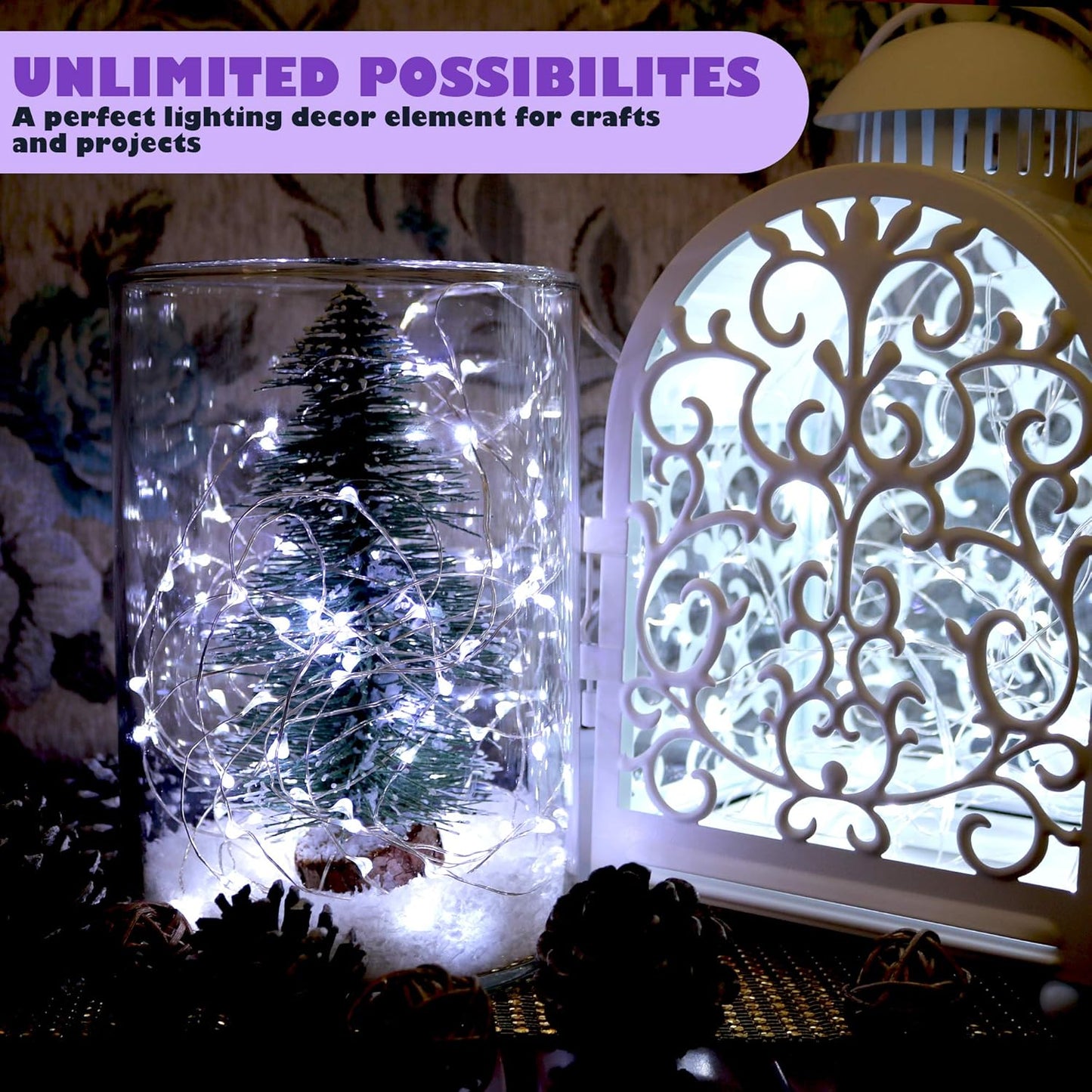 Oakhaomie LED Fairy Lights - 16ft 50 LED Twinkle String Lights with Timer | Waterproof for Indoor Decor