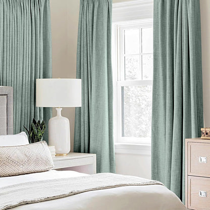 MIULEE Blackout Curtains - 100% Thermal Insulated Linen Texture - Seafoam Green - 52x120 Inch (2 Panels)