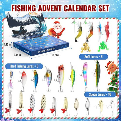 24-Piece Fishing Lures Kit - Premium Bait Set with Poppers, Minnows, Crankbait & Frogs for Freshwater & Saltwater