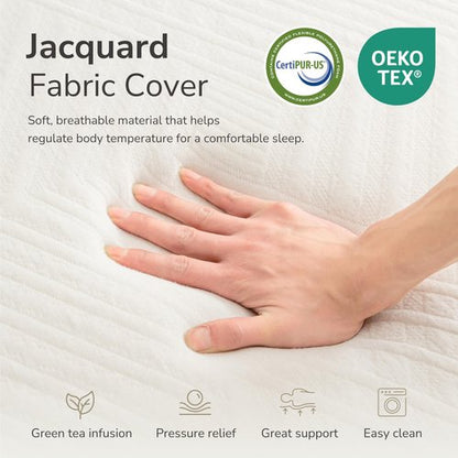 MLILY Queen Mattress in a Box, 10 inch Mattresses for Platform Bed Double Size Daybed, Green Tea Memory Foam Mattress for Cool Sleep & Pressure Relief, Medium