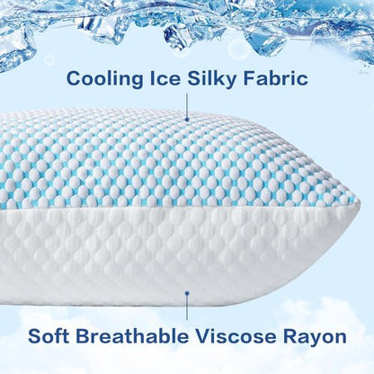 EASELAND Firm Pillows - Shredded Memory Foam with Adjustable Fill | Queen Size Set of 2, Cooling Cover for Hot Sleepers