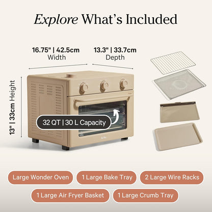 Our Place Large Wonder Oven - 6-in-1 Stainless Steel Air Fryer Toaster Oven Combo | 32 QT Capacity - Toast, Roast, Bake, Reheat & Broil