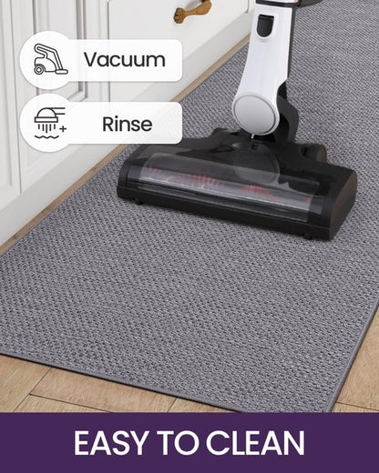 DEXI Kitchen Rugs Non Slip Washable, 24x36+24x72 Set of 2, Soft Thin Mats for Floor, Easy Clean Woven Runner for Front of Sink, Laundry Room, Hallway, Grey