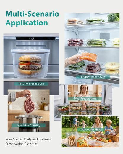 Skiennix Vacuum Sealer Machine - Automatic Food Sealer with Double Heat Seal, Black | Starter Kit Included