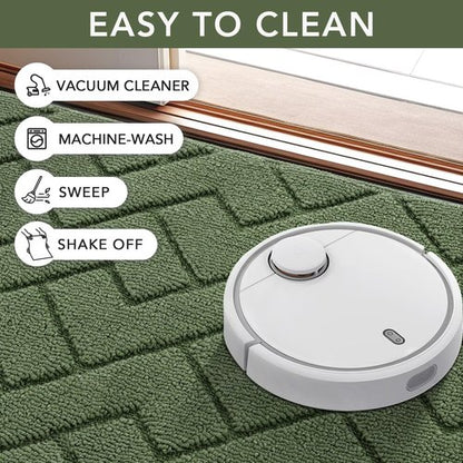 Hicorfe Indoor Door Mat - Non-Slip Absorbent Entrance Mat with Rubber Backing | 32"x48" - Green