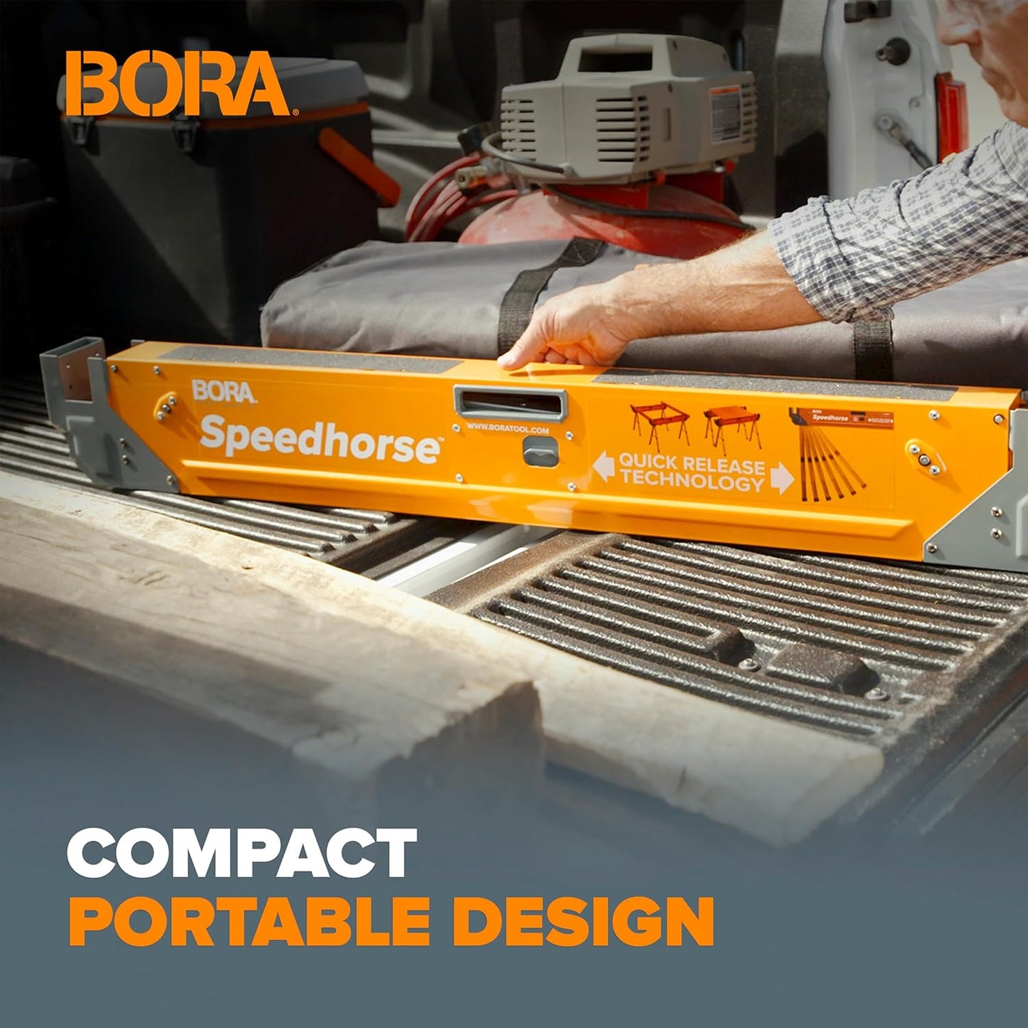Bora Portamate Speedhorse XT Sawhorse Pair - Heavy-Duty Adjustable 30-36 Inch Metal Top | Ideal for Contractors & Carpenters