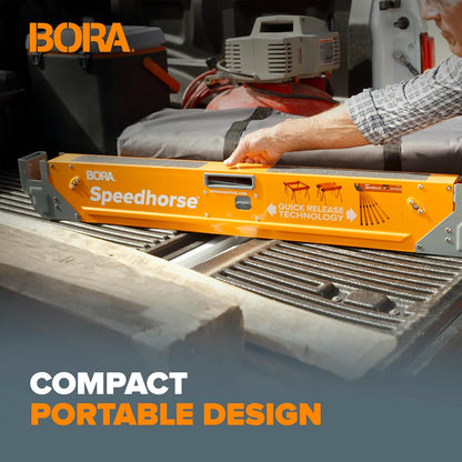 Bora Portamate Speedhorse XT Sawhorse Pair - Heavy-Duty Adjustable 30-36 Inch Metal Top | Ideal for Contractors & Carpenters