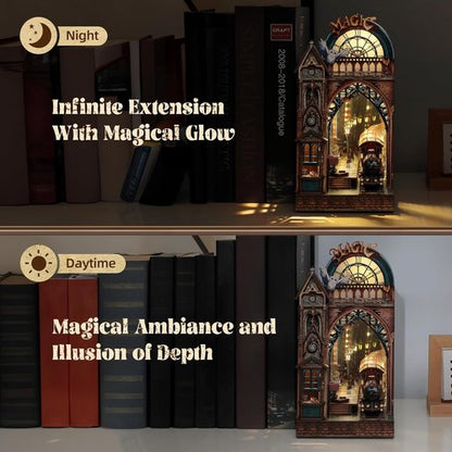 FUNPOLA LED 3D Puzzle - Interactive Magic Station Book Nook Kit | DIY Miniature Decor for Bookshelves