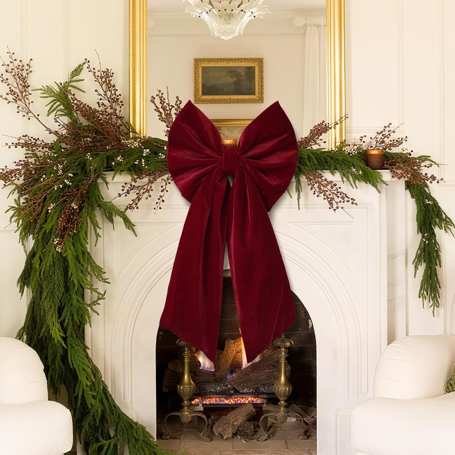 Regine Switzerland Christmas Tree Topper | Large 36x18 Inches Red Velvet Bow - Perfect for Indoor & Outdoor Decor