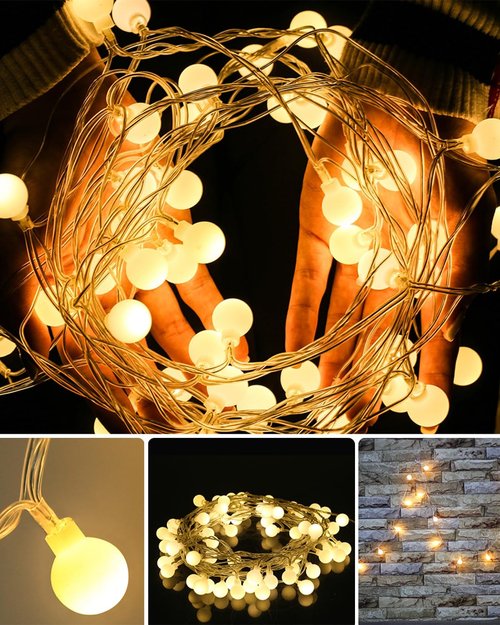 Globe 43 Ft String Lights - 100 LED Fairy Lights with Remote & Timer | Warm White Indoor/Outdoor Decor