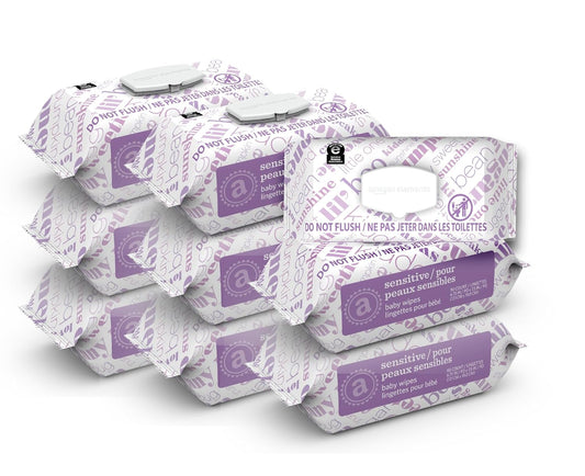 Amazon Elements Baby Wipes - Sensitive & Unscented, Gentle Cleansing, 810 Count, Pack of 9