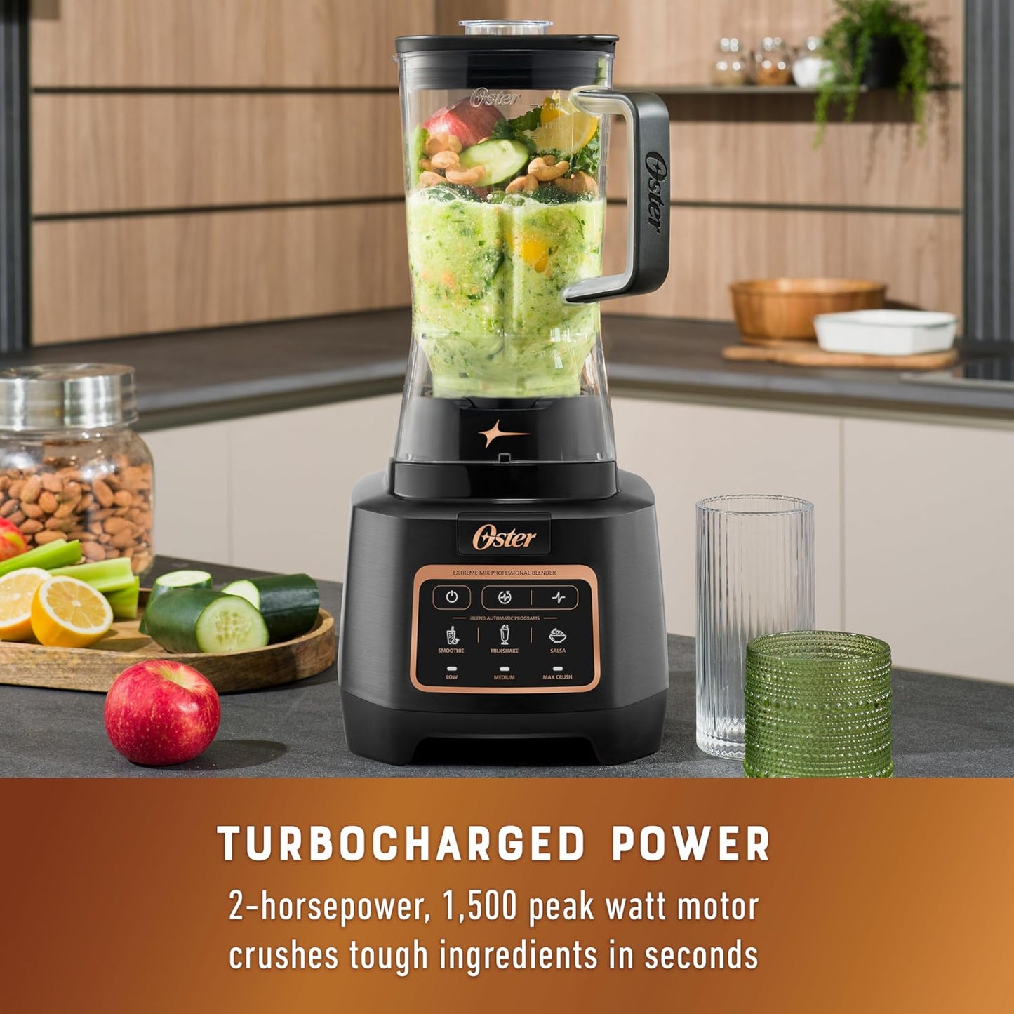 Oster Extreme Mix Blender - 1500-Watt High-Speed Countertop Blender with 64oz Jar | Ideal for Smoothies & Milkshakes