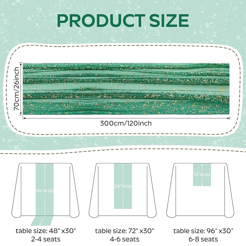Artscope Green 28" x 120" Lighted Gauze Table Runner with LED Modes