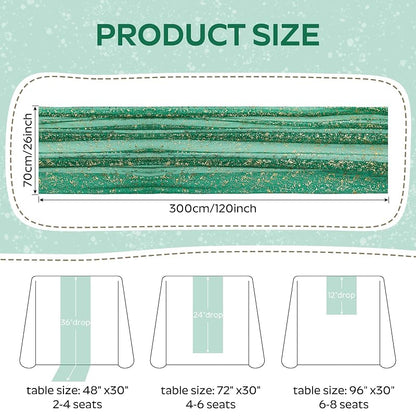 Artscope Green 28" x 120" Lighted Gauze Table Runner with LED Modes
