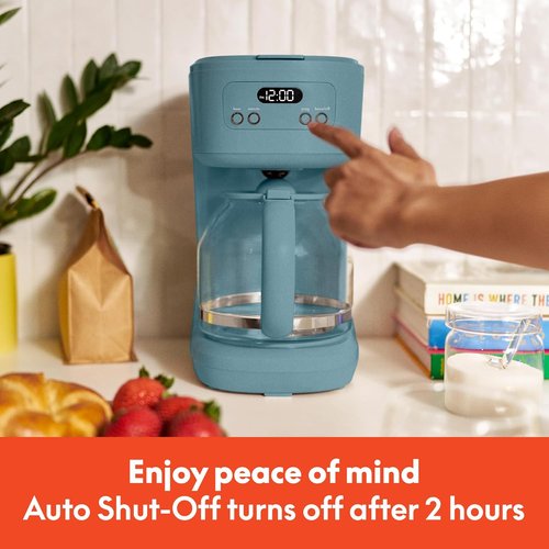 Bella 12-Cup Programmable Coffee Maker - Easy LCD Display, Auto Shutoff, Reusable Accessories, Surf Color