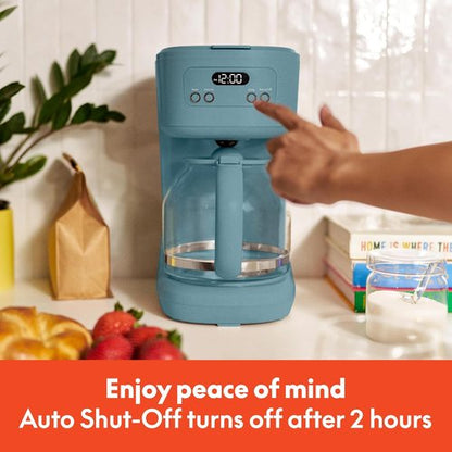 Bella 12-Cup Programmable Coffee Maker - Easy LCD Display, Auto Shutoff, Reusable Accessories, Surf Color