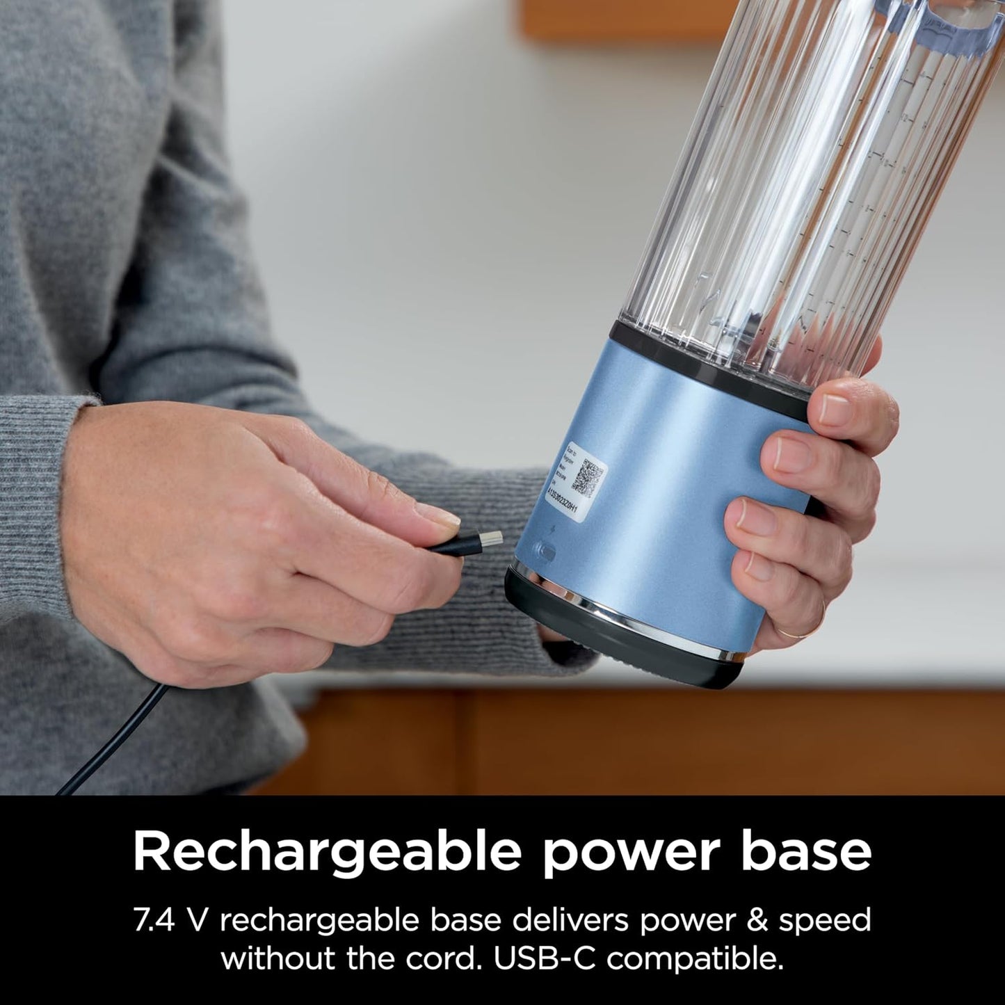 Ninja Blast Portable Blender - Cordless 18oz Personal Blender for Smoothies & Shakes | BPA-Free, USB-C Rechargeable, Metallic Blue