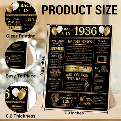 Regine Switzerland 90th Birthday Party Decorations - Elegant Black and Gold Back in 1936 Poster Sign