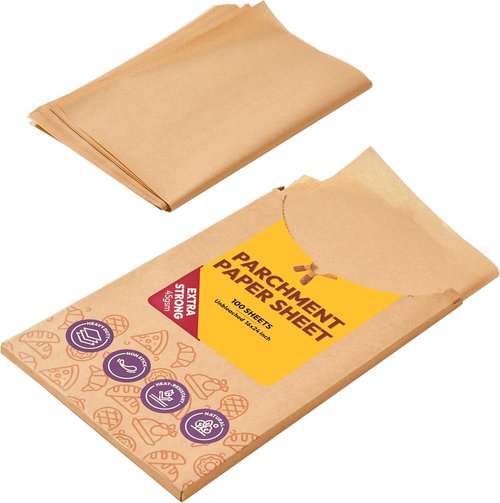 Katbite 16x24 Inch Parchment Paper Sheets - 100 Non-Stick Precut Baking Liners | Unbleached for Cooking & Grilling
