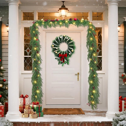 6ft Norfolk Pine Garlands with Light - Pre-Lit Dense Real Touch Indoor/Outdoor Christmas Garland - Variation: 1+6ft