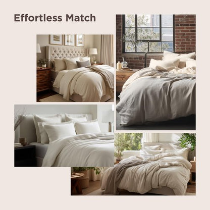 Bedsure Oversized King Duvet Cover - 3 Pieces Prewashed Cotton-Like Polyester Extra Soft Bedding Set, Includes 1 Duvet Cover 120x98 Inches with Zipper Closure & 2 Pillow Shams, Linen, No Comforter