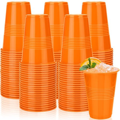 Kochorie 50 Pack Disposable Plastic Cups 16 Oz Solid Color Drinking Cups Party Supplies Strong and Sturdy Drinkware Cup For Birthday, Wedding, Thanksgiving, Fall & Daily Use, Orange