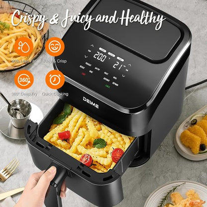 DEIME Air Fryer 4.5 Qt - Compact Digital Airfryer for Quick Meals | Nonstick & Dishwasher Safe (Black)