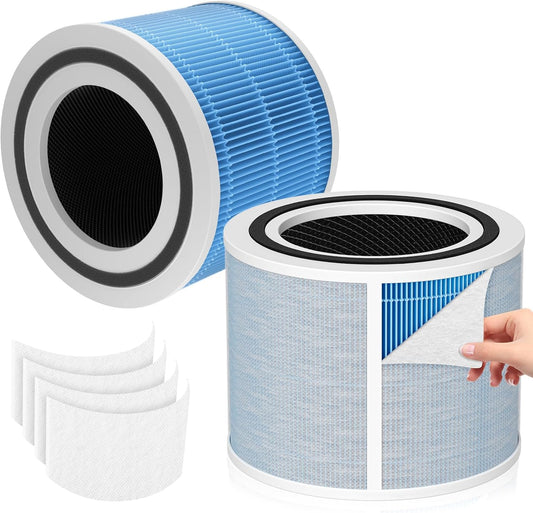 **LEVOIT Core 300 Smoke Remover Replacement Filter - 3-in-1 H13 True HEPA - Blue, 2 Pack**
