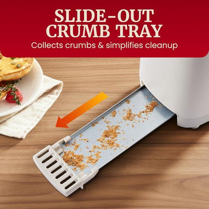 Elite Gourmet SLIMTOAST™ 2-Slice Long Slot Toaster - Cool-Touch Body & 6 Toast Settings | Extra Wide 1.5” Slot in Cremello
