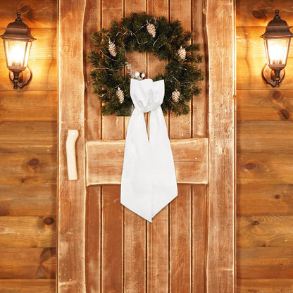 Skiennix Christmas Wreath Sash - Winter White Cotton Ribbon Bow for Door Decor | 10 Pieces