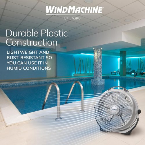 Lasko Wind Machine Fan - Powerful 20" Air Circulator with 3 Speed Settings | Gray Finish