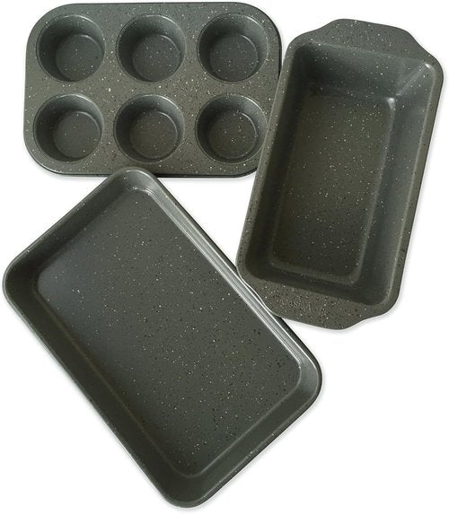 CasaWare Toaster Oven Set - 3-Piece Silver Granite Kitchen Essentials for Perfect Toasting