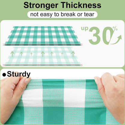 Misaya Buffalo Disposable Tablecloths - 54 x 108 Inch Waterproof Teal & White Checkered Covers for Parties & Picnics