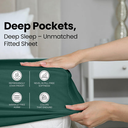 Utopia Bedding Twin Fitted Sheet - Deep Pocket Soft Microfiber - Fade Resistant & Easy Care | Emerald