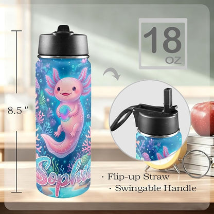 Personalized Axolotl Kids Backpack - Custom Name School Bag for Girls & Boys (Axolotl-04)