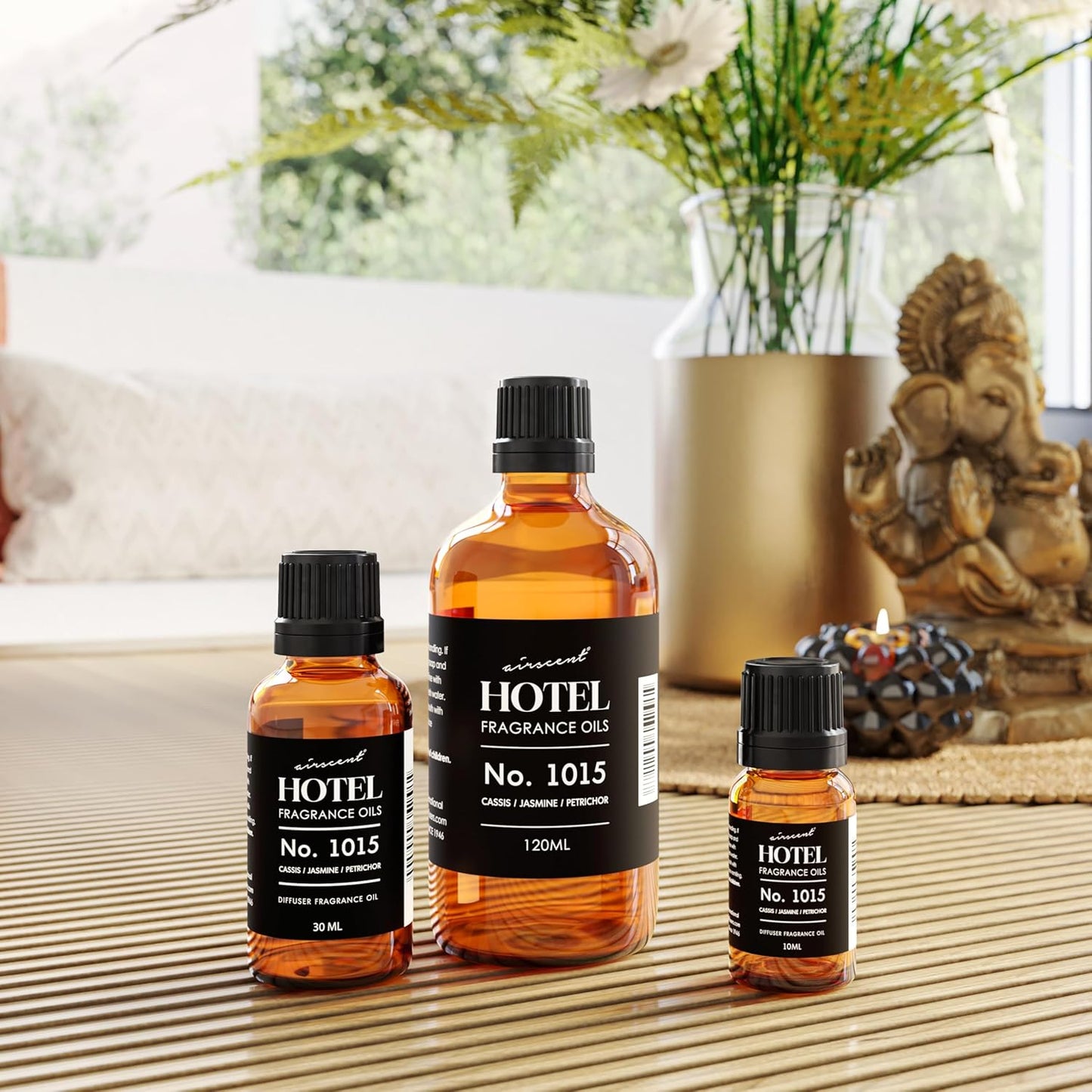 AirScent Hotel Diffuser Oil No. 1015 - Premium Cassis Jasmine Petrichor Fragrance - 10 mL Glass Dropper Bottle