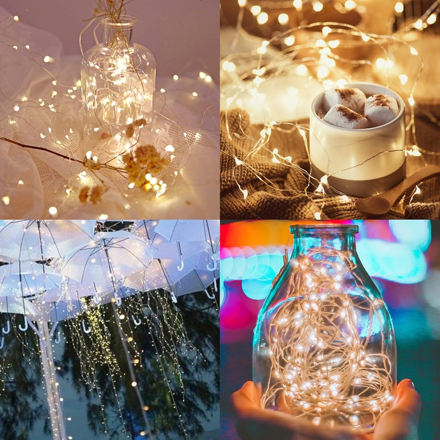 WATERGLIDE 12 Pack Mini String Lights - 20 LED Battery Operated Fairy Lights | Waterproof Silver Wire for Wedding & Party Decor