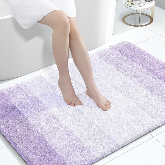 OLANLY Large Bathroom Rug Mat - Extra Soft Microfiber, Quick Dry & Washable | Light Purple 44x32