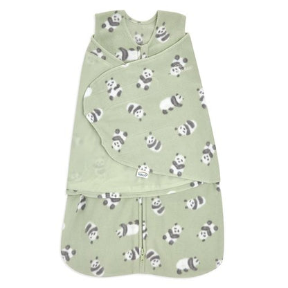 HALO Micro-Fleece Sleepsack Swaddle - 3-Way Adjustable Blanket for Newborns | Cozy Pandas, Small (3-6 Months)