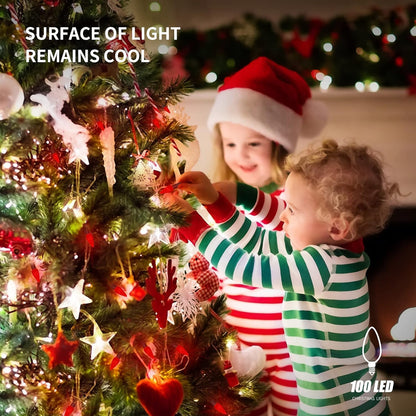 Waterglide C6 33ft 100 LED String Lights - Waterproof Fairy Lights with 8 Modes for Indoor/Outdoor Decor