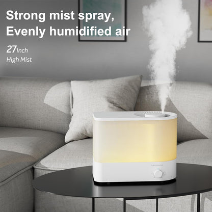 MEGAWISE 2025 Large Capacity Humidifier - 6L Top Fill Design, Ultra Quiet Cool Mist for Bedroom & Nursery (White)