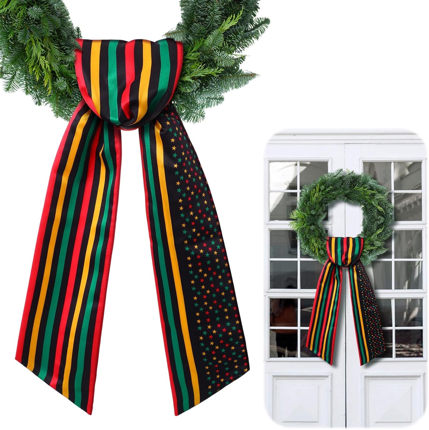 VitalCozy Happy Juneteenth Wreath Sash - Satin Embroidery Monogram Ribbon for Indoor/Outdoor Decor