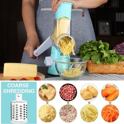 Cambom Rotary Cheese Grater - Hand Crank Shredder for Fresh Cheese & Vegetables | Non-Slip Base, Blue
