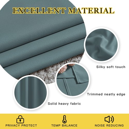 NICETOWN Room Darkening 118 inch Long Curtains, Grommet Thermal Drapes Weighted Room Divider Wide Window Treatments for Living Room, W66 x L118, Greyish Blue, 2 Panels
