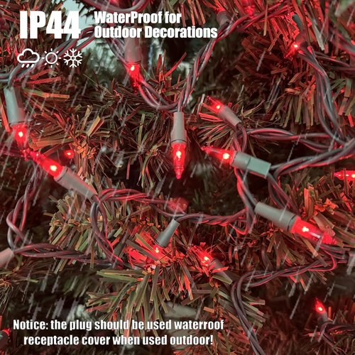 HISHINY Christmas Lights - 100 Count Red String Lights for Indoor/Outdoor Decorations | UL Certified, 21 Feet