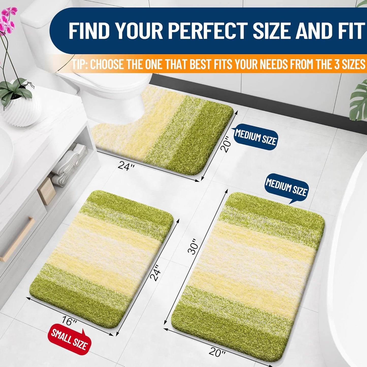 OLANLY Bathroom Rugs - Extra Soft Microfiber Mat with Rubber Backing | Quick Dry, Machine Washable, 30x20, Olive Green